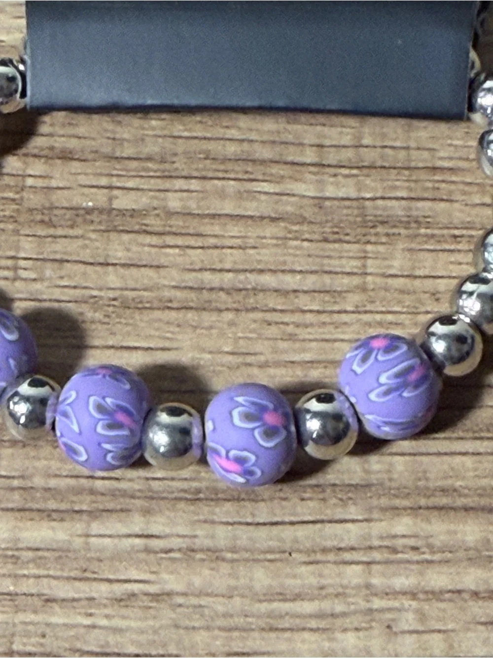 paparazzi Lavender Floral Bead Stretch Bracelet with Silver Accents